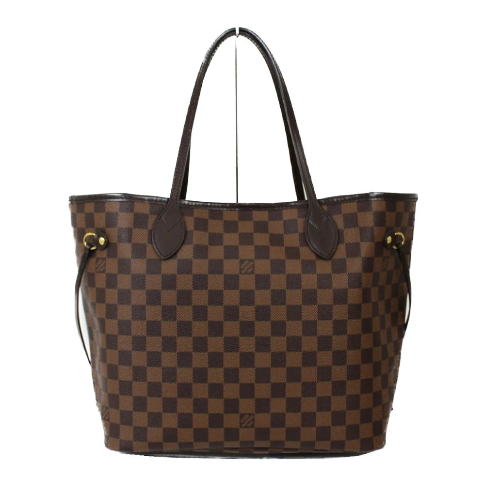 Louis Vuitton Shoulder Red Work Bag Tote Handbag LV Neverfull Brown Damier